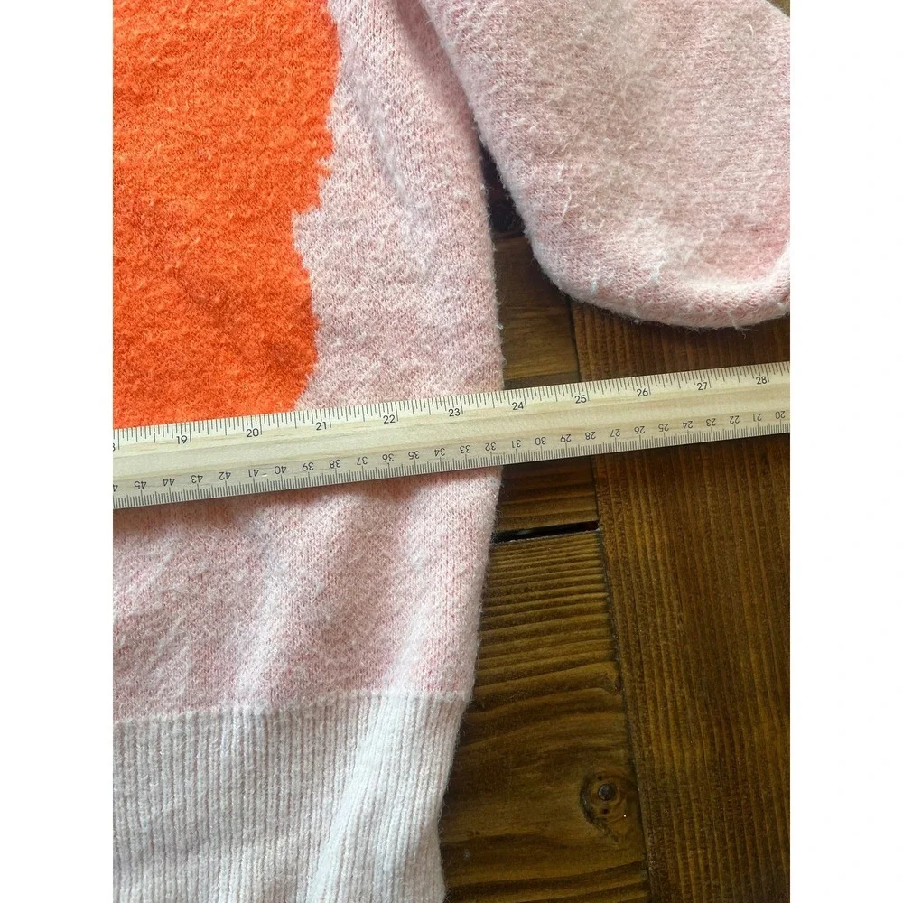 43 Story by Line Up‎ Pink Orange Floral Oversized Knit Crewneck Sweater Large